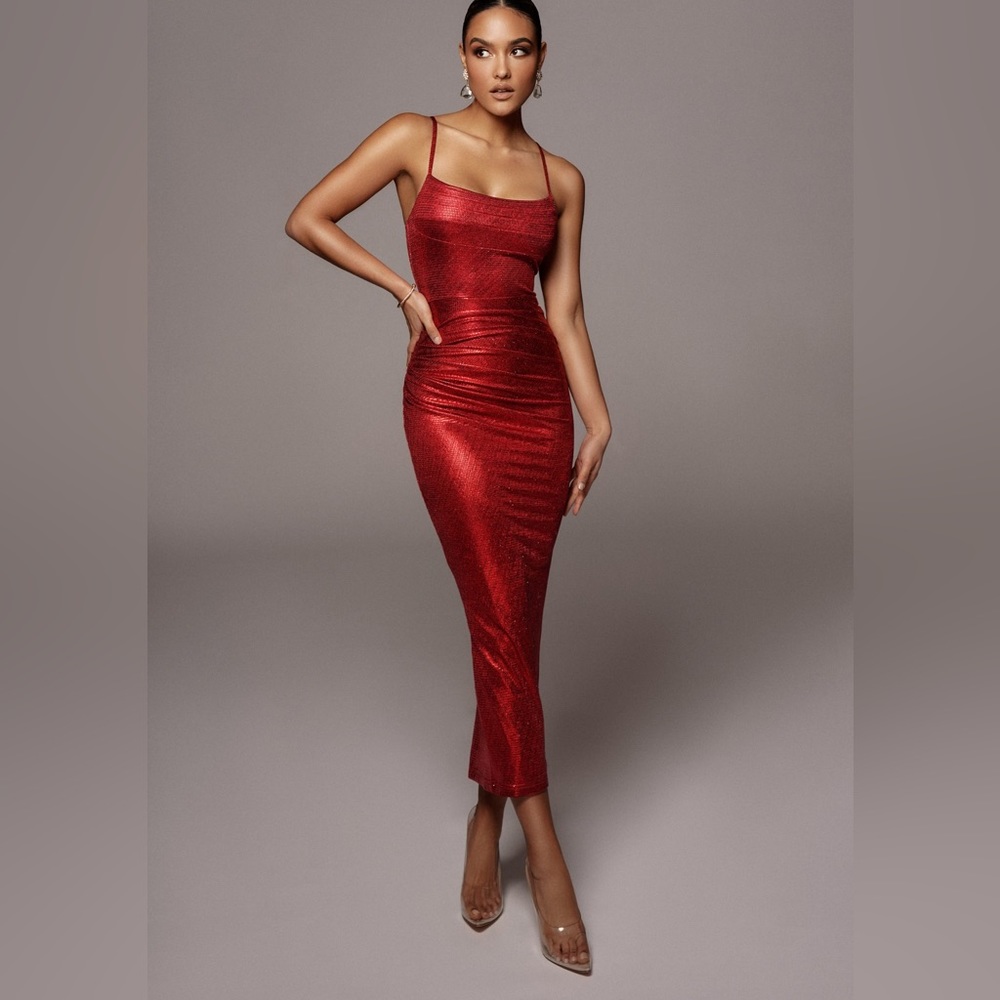 NWT JLUXLABEL RED RUBI COWL NECK COCKTAIL DRESS M